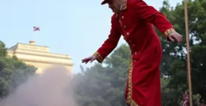 casaco vermelho espetáculo de circo